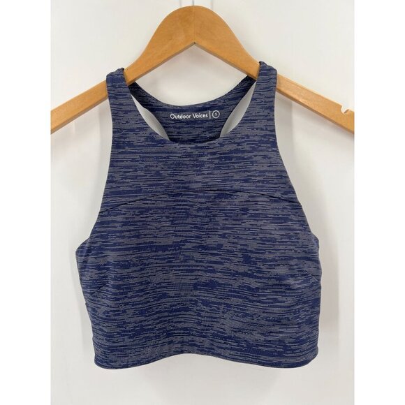 Outdoor Voices Size S Blue High-Neck Racerback Crop Top Gym Workout Yoga - Picture 7 of 7